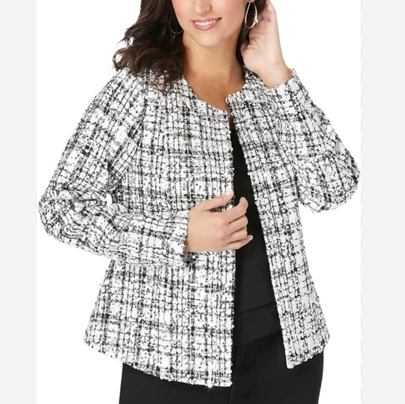 Jessica London 3/4 sleeves Round Neck Open Cropped Blazer NWOT - Picture 2 of 8